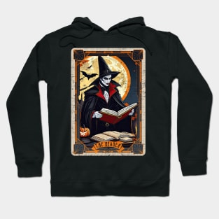 The Reader Retro Vampire Halloween Tarot Card Hoodie